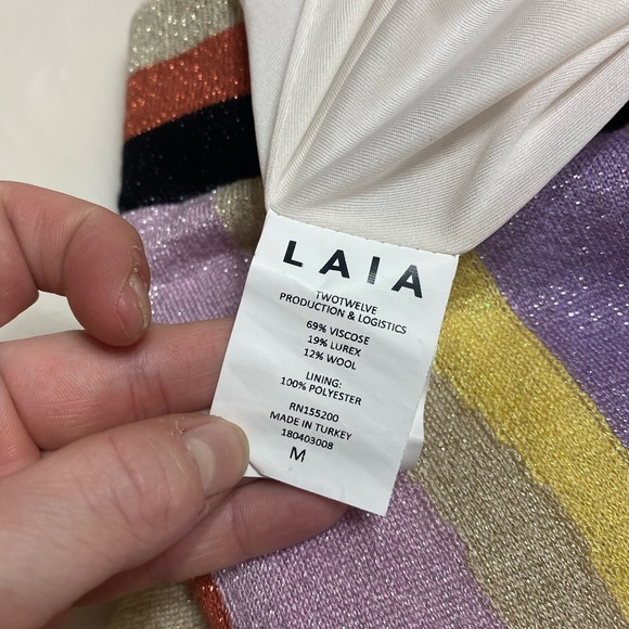 LAIA by Anthropologie | size 6 shimmery striped wool blend colorful skirt - Picture 5 of 9